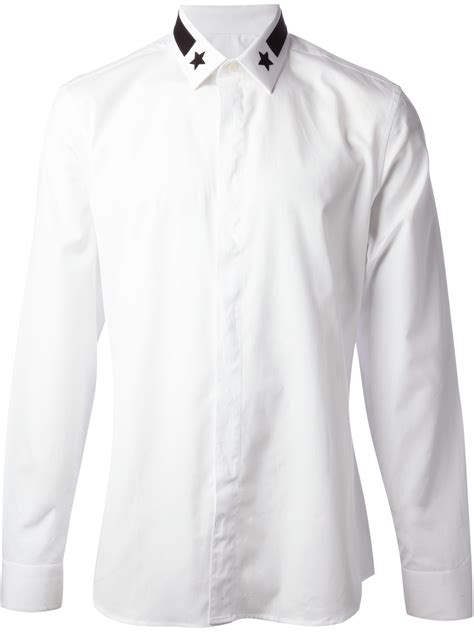 givenchy white star embroidered point collar shirt|Givenchy Star Collar Shirt in White for Men .